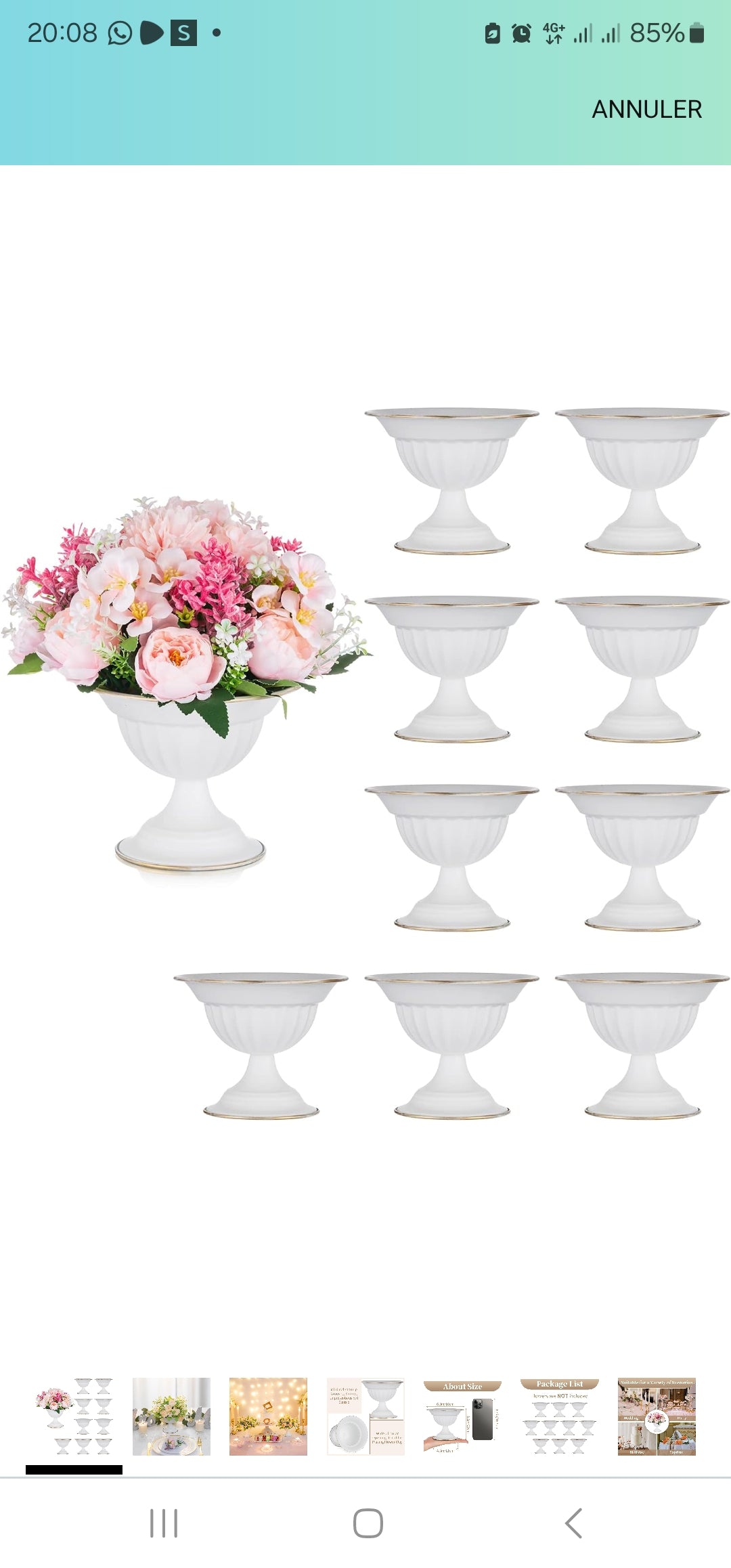 Location support floral blanc bas